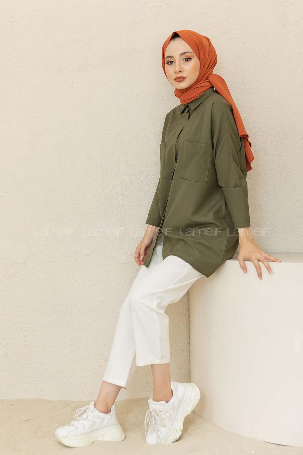 Modalamelif Çift Cepli Poplin Gömlek Haki