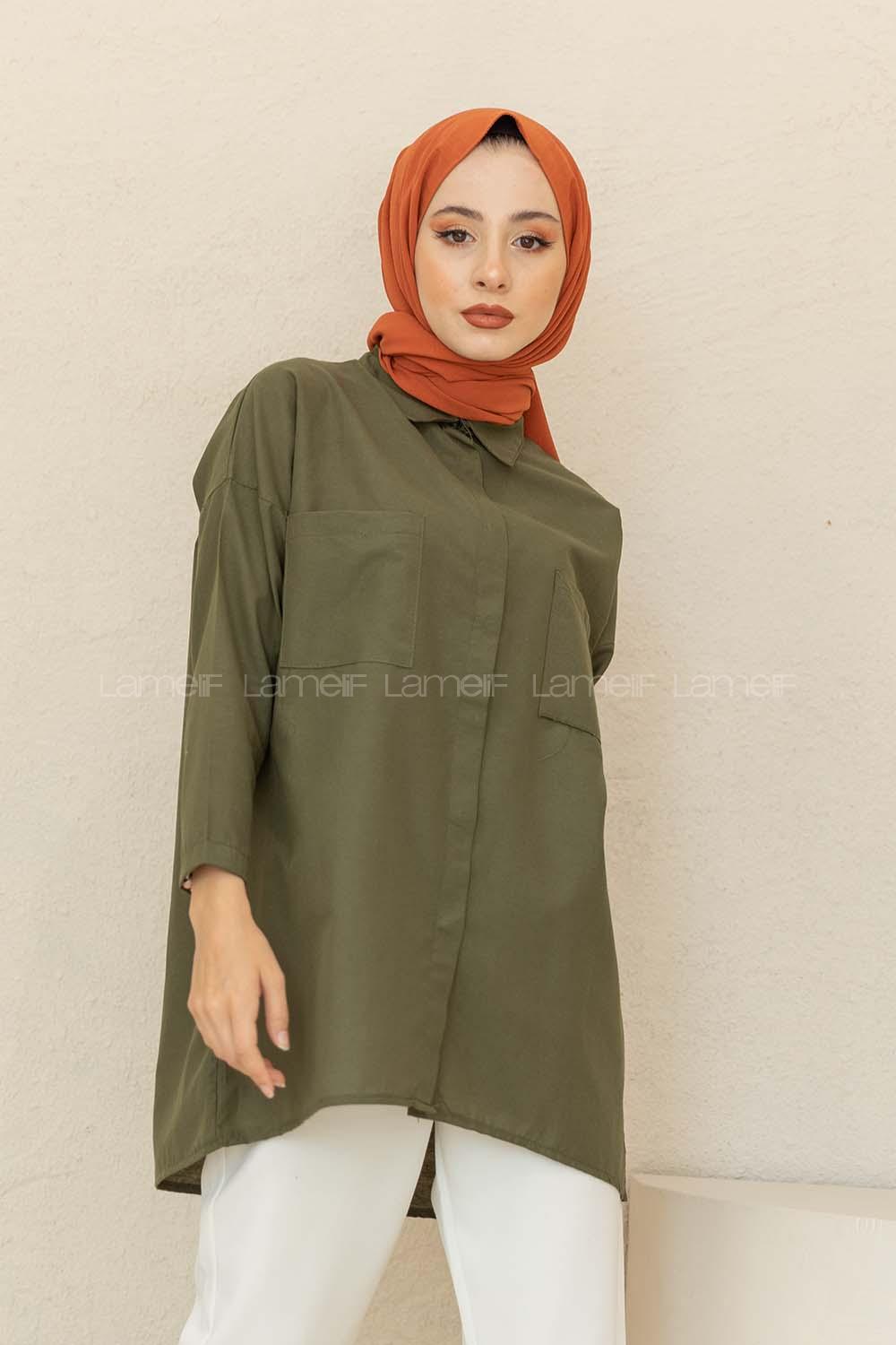 Modalamelif Çift Cepli Poplin Gömlek Haki