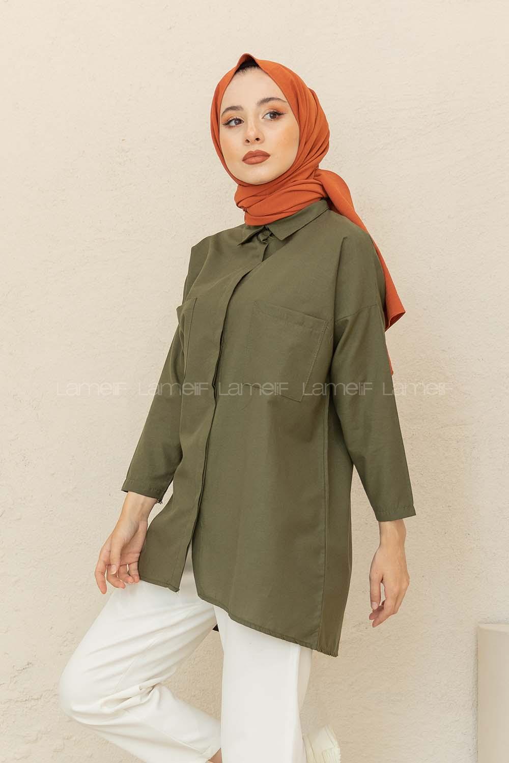 Modalamelif Çift Cepli Poplin Gömlek Haki