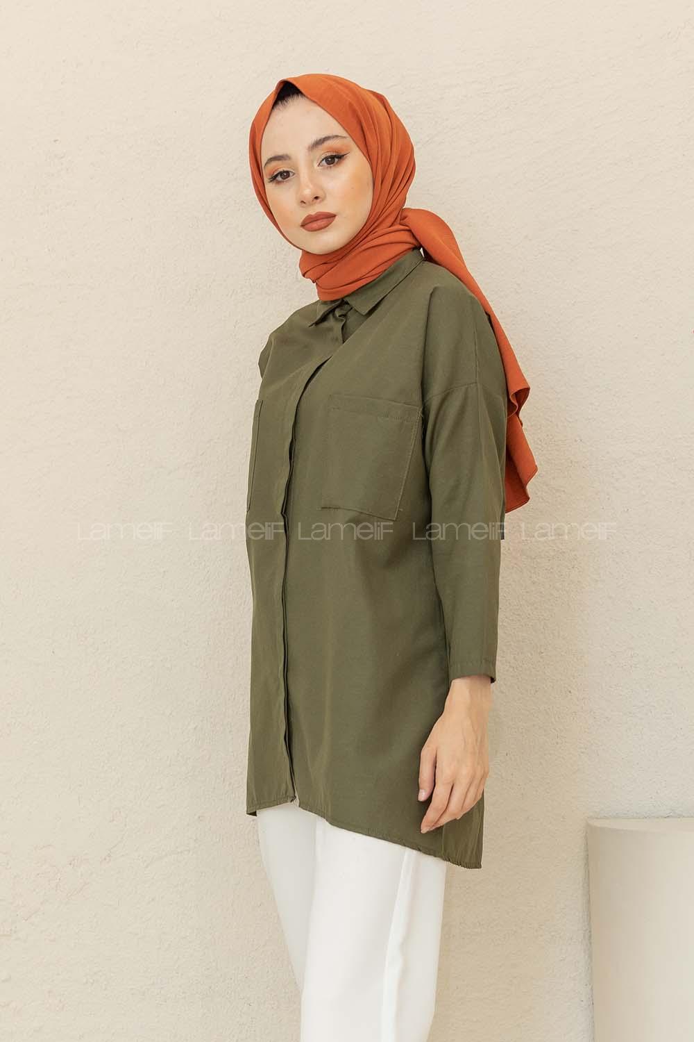 Modalamelif Çift Cepli Poplin Gömlek Haki