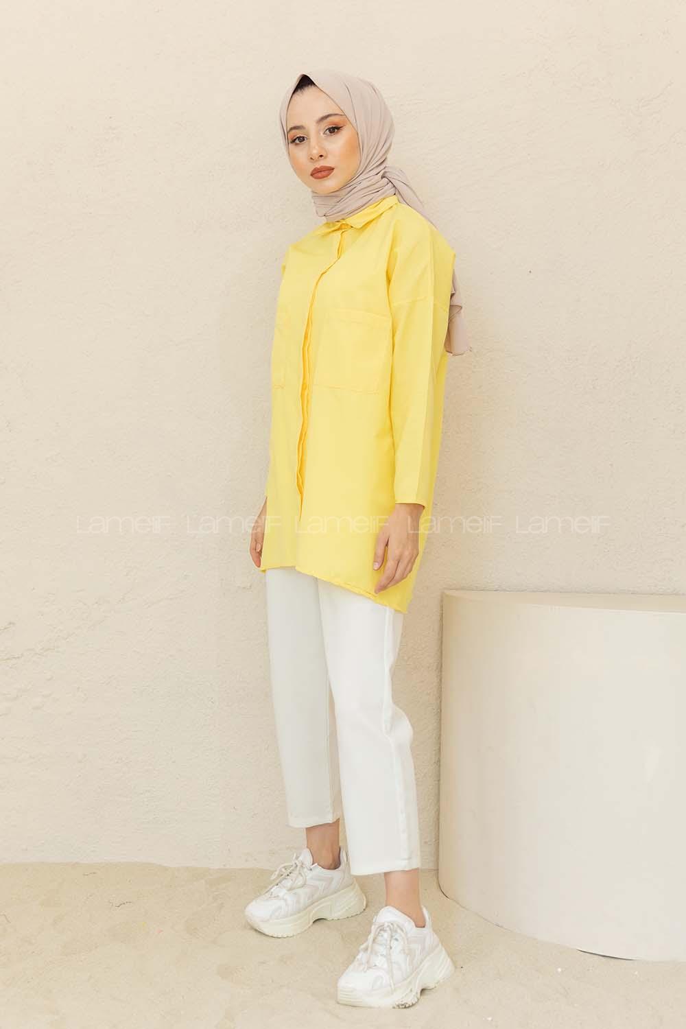 Modalamelif Çift Cepli Poplin Gömlek Sarı