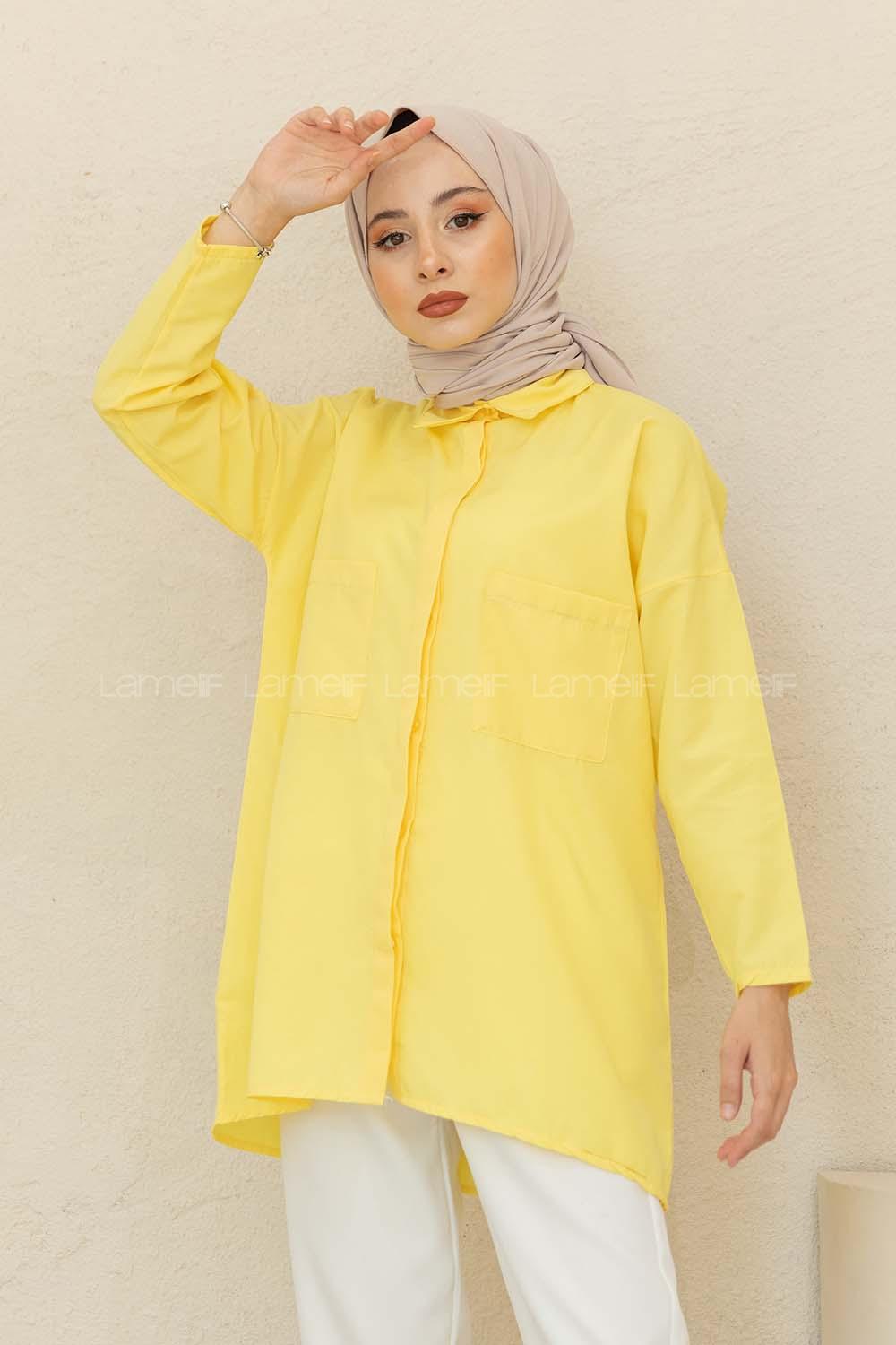 Modalamelif Çift Cepli Poplin Gömlek Sarı