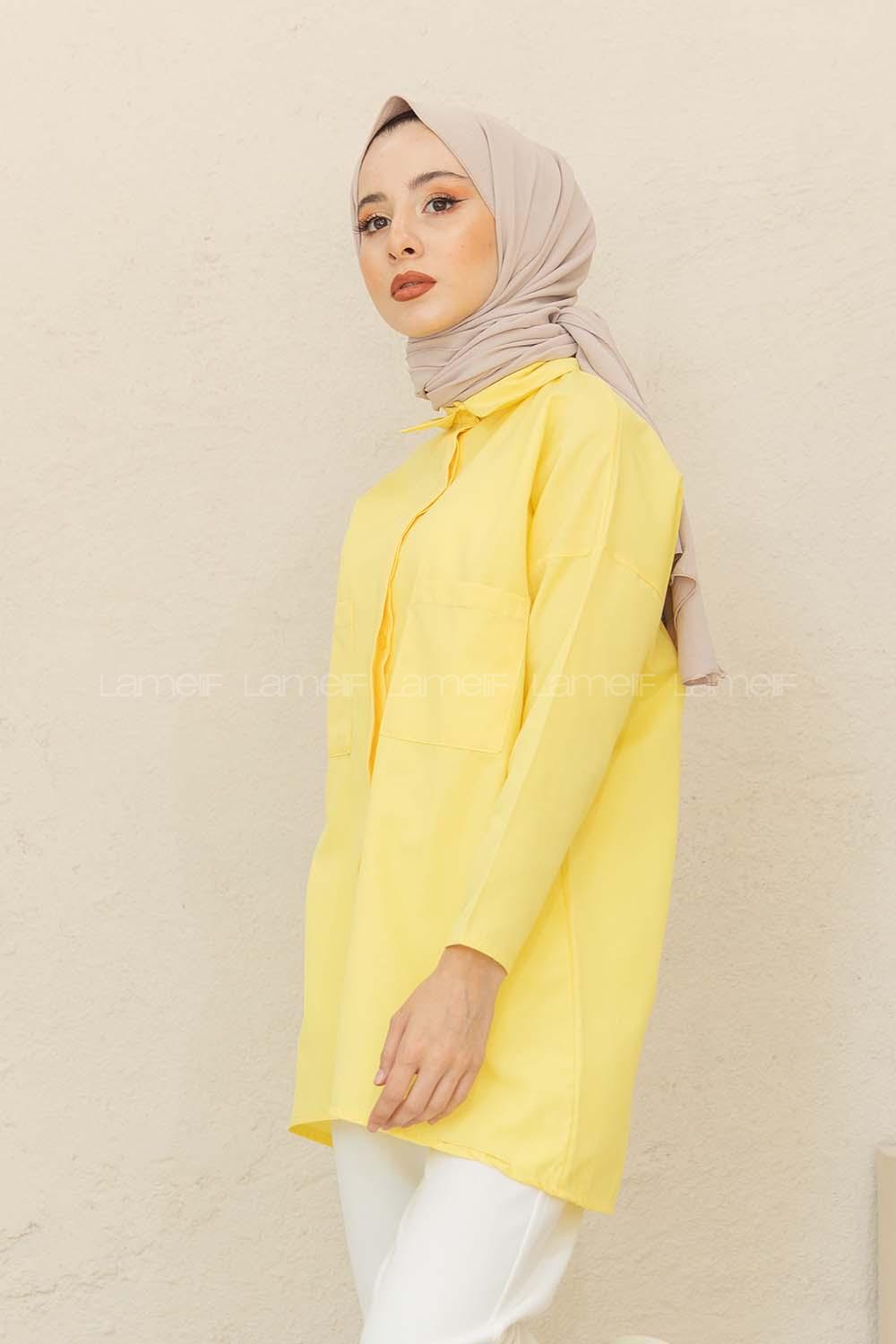 Modalamelif Çift Cepli Poplin Gömlek Sarı