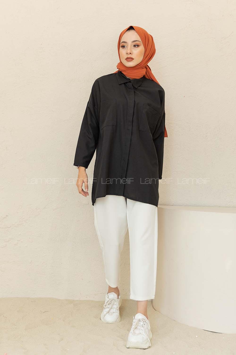 Modalamelif Çift Cepli Poplin Gömlek Siyah