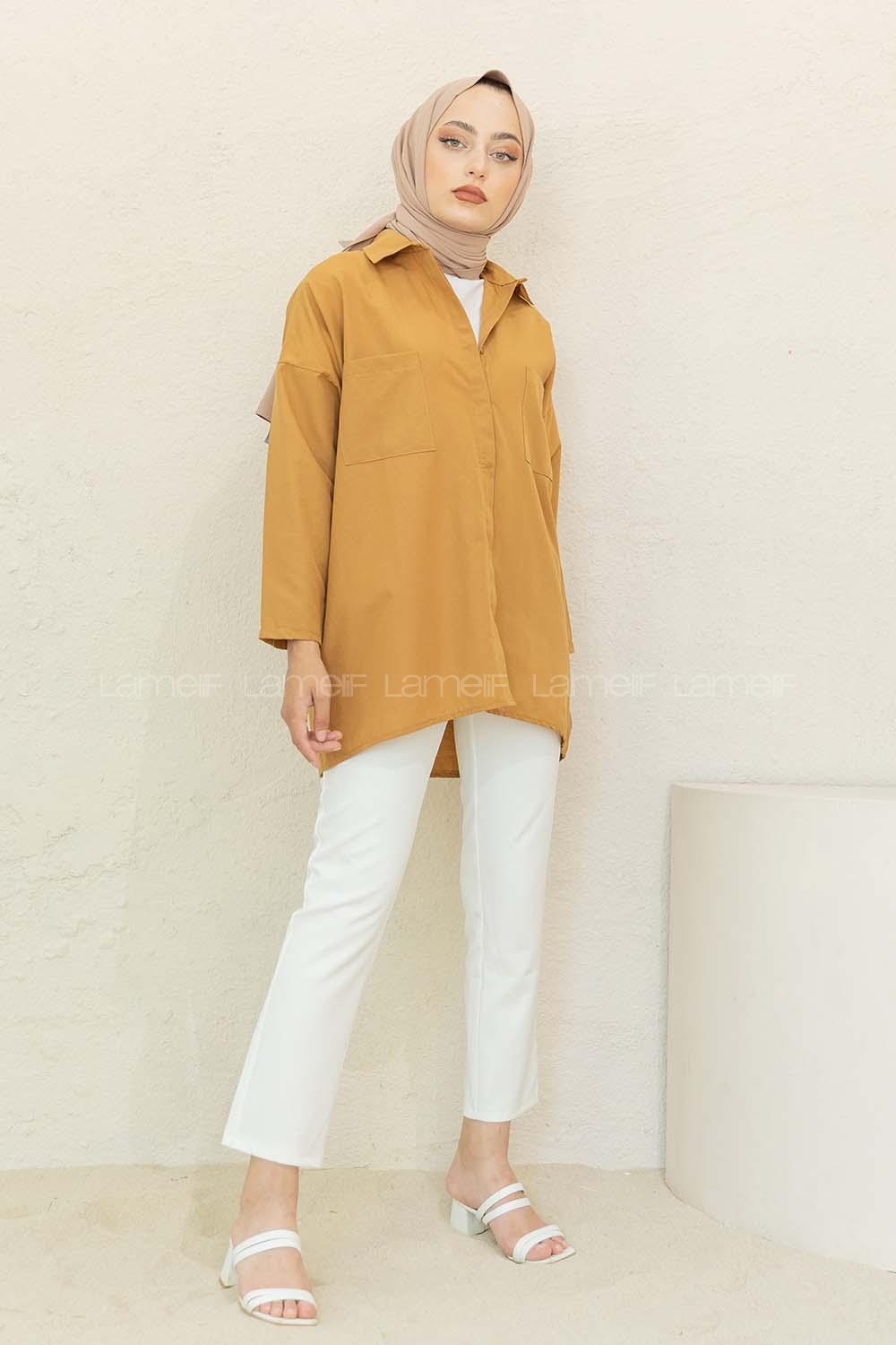 Modalamelif Çift Cepli Poplin Gömlek Taba