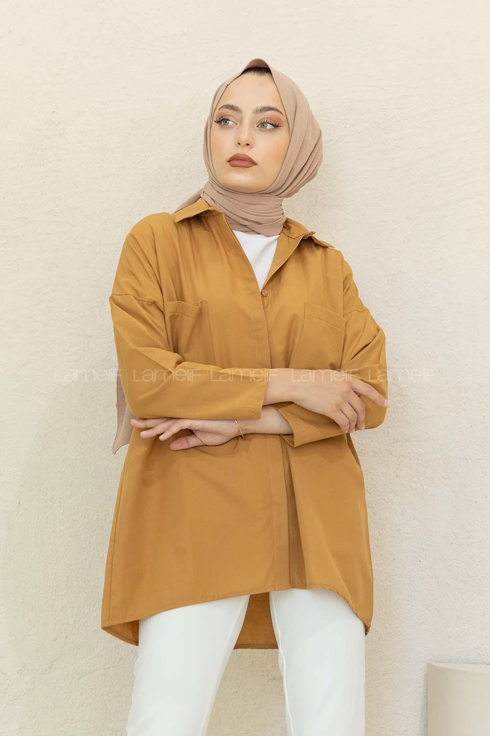 Modalamelif Çift Cepli Poplin Gömlek Taba