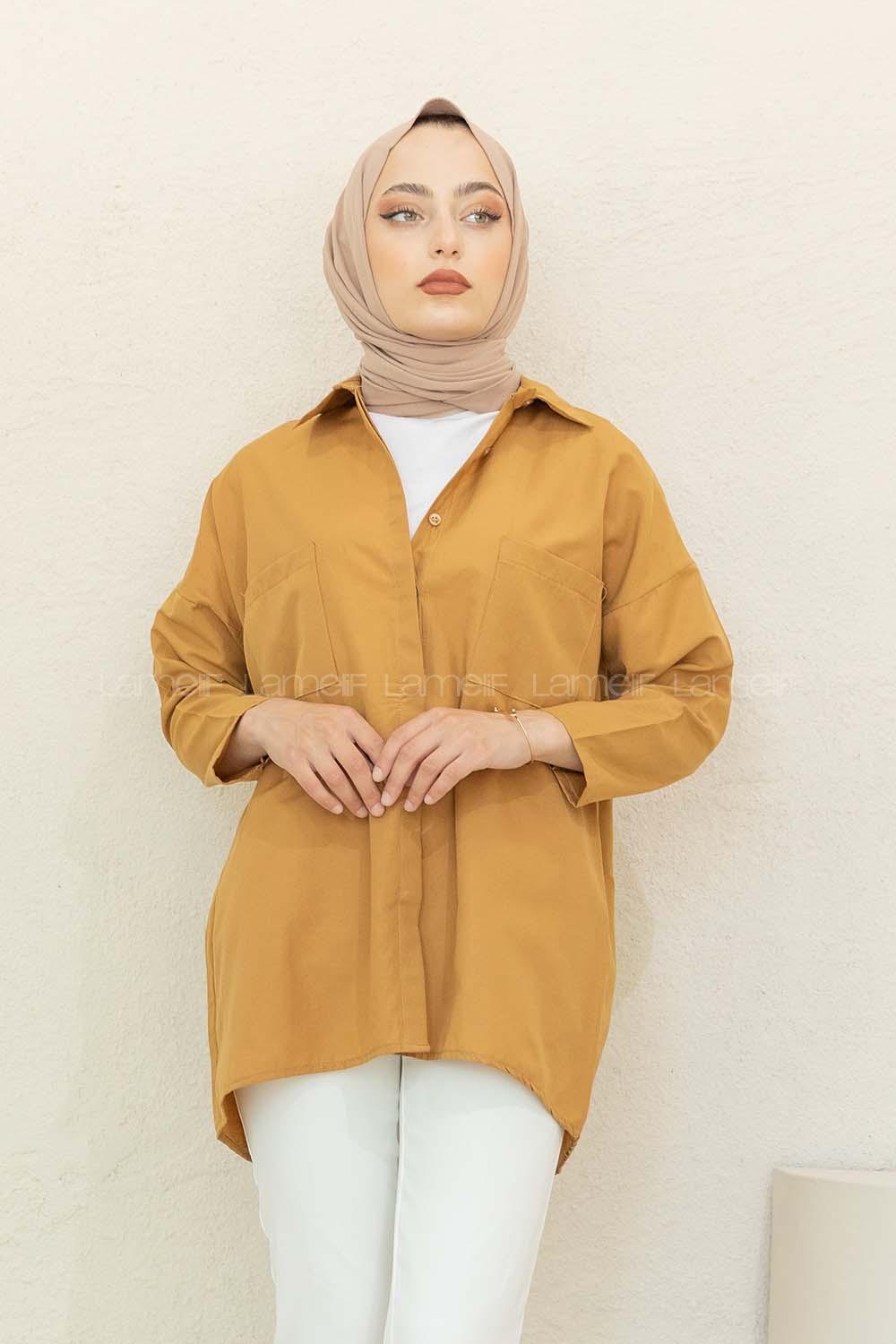 Modalamelif Çift Cepli Poplin Gömlek Taba