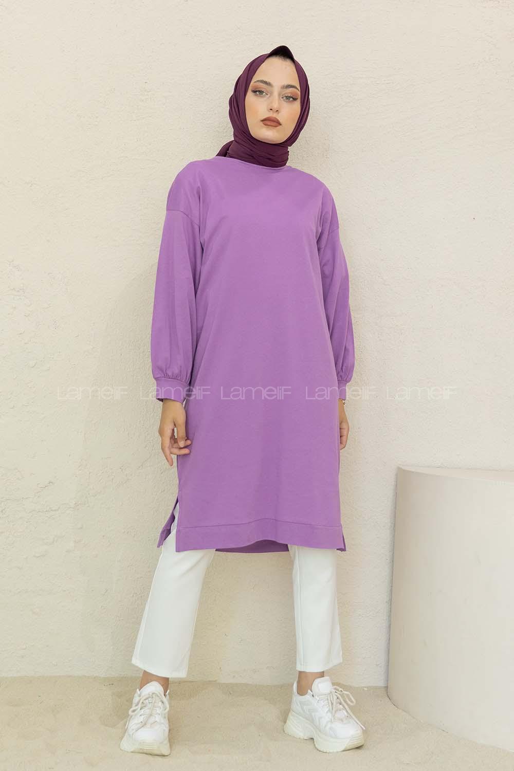 Modalamelif  Düşük Kol Tunik Lila
