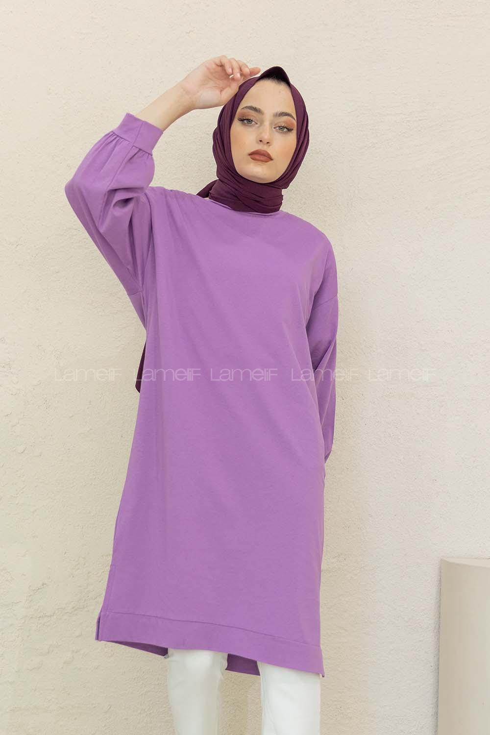 Modalamelif  Düşük Kol Tunik Lila