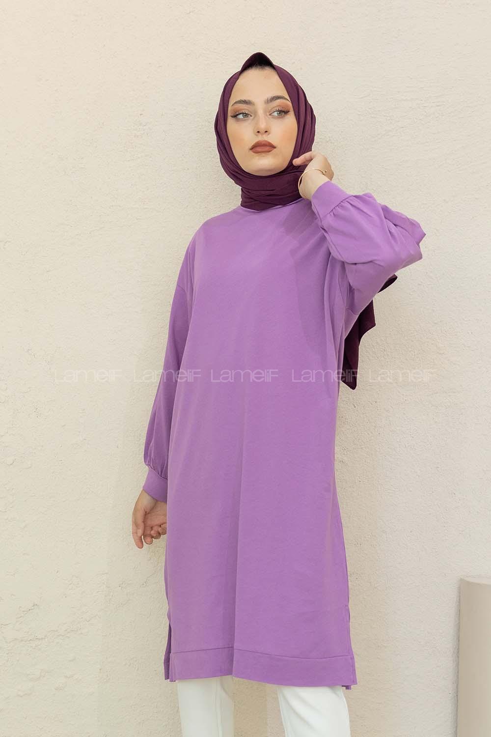 Modalamelif  Düşük Kol Tunik Lila