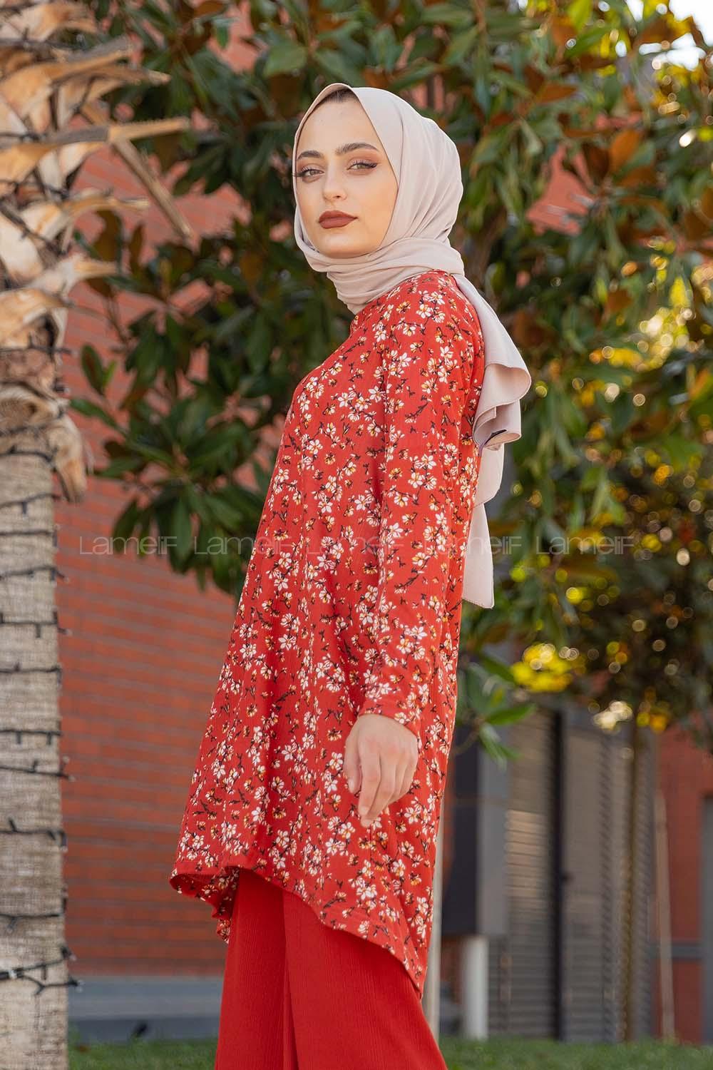 Modalamelif Papatya Desen İkili Takım Kiremit