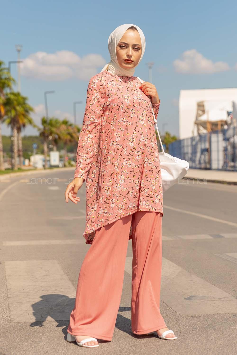 Modalamelif Papatya Desen İkili Takım Pudra