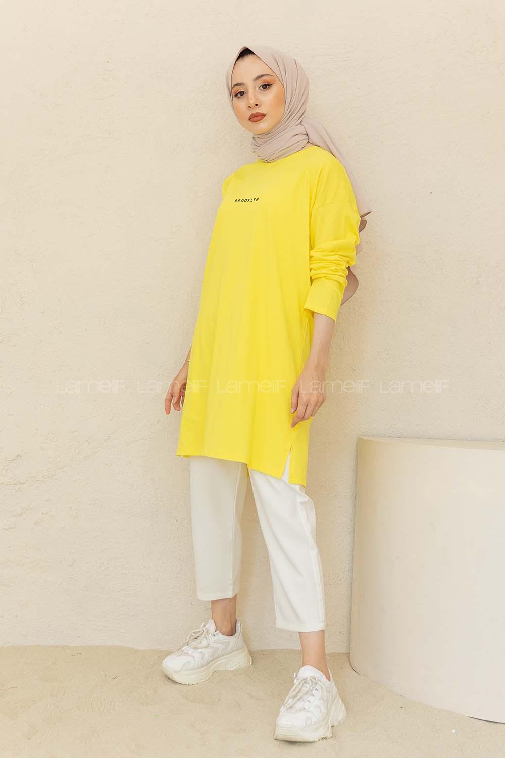 Modalamelif Brooklyn Baskılı Tunik Sarı