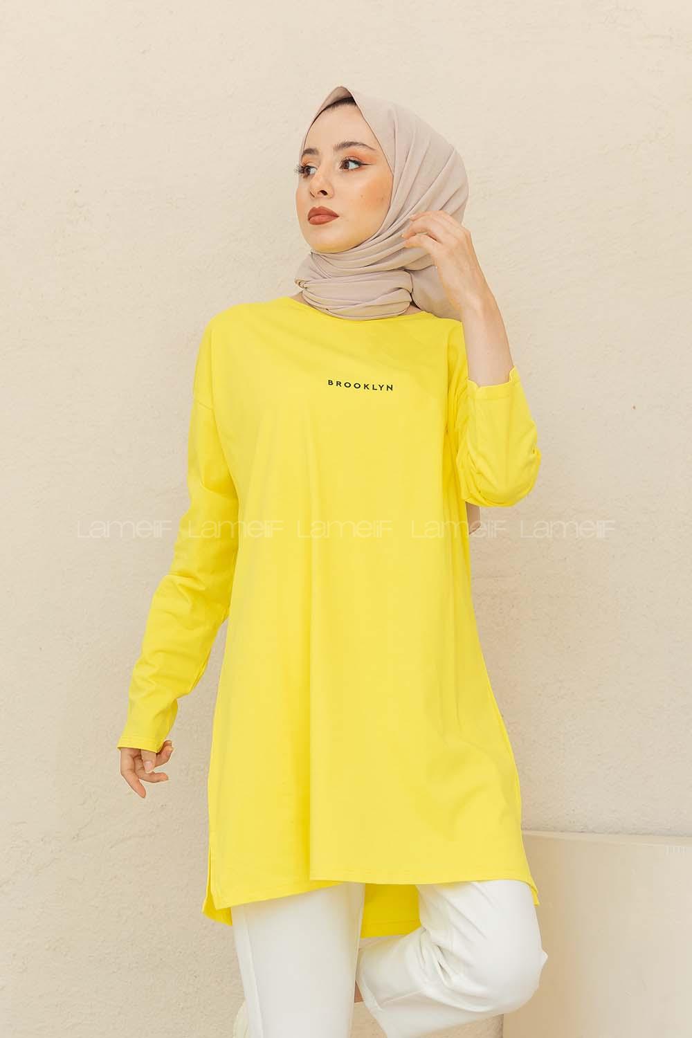 Modalamelif Brooklyn Baskılı Tunik Sarı