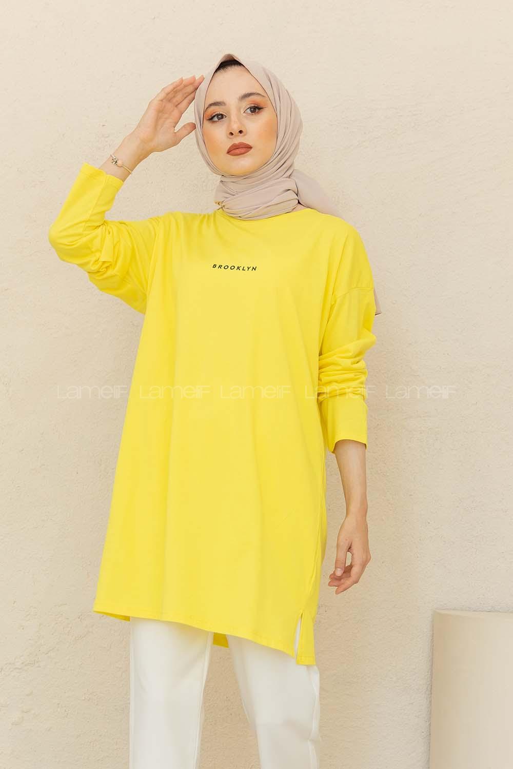 Modalamelif Brooklyn Baskılı Tunik Sarı