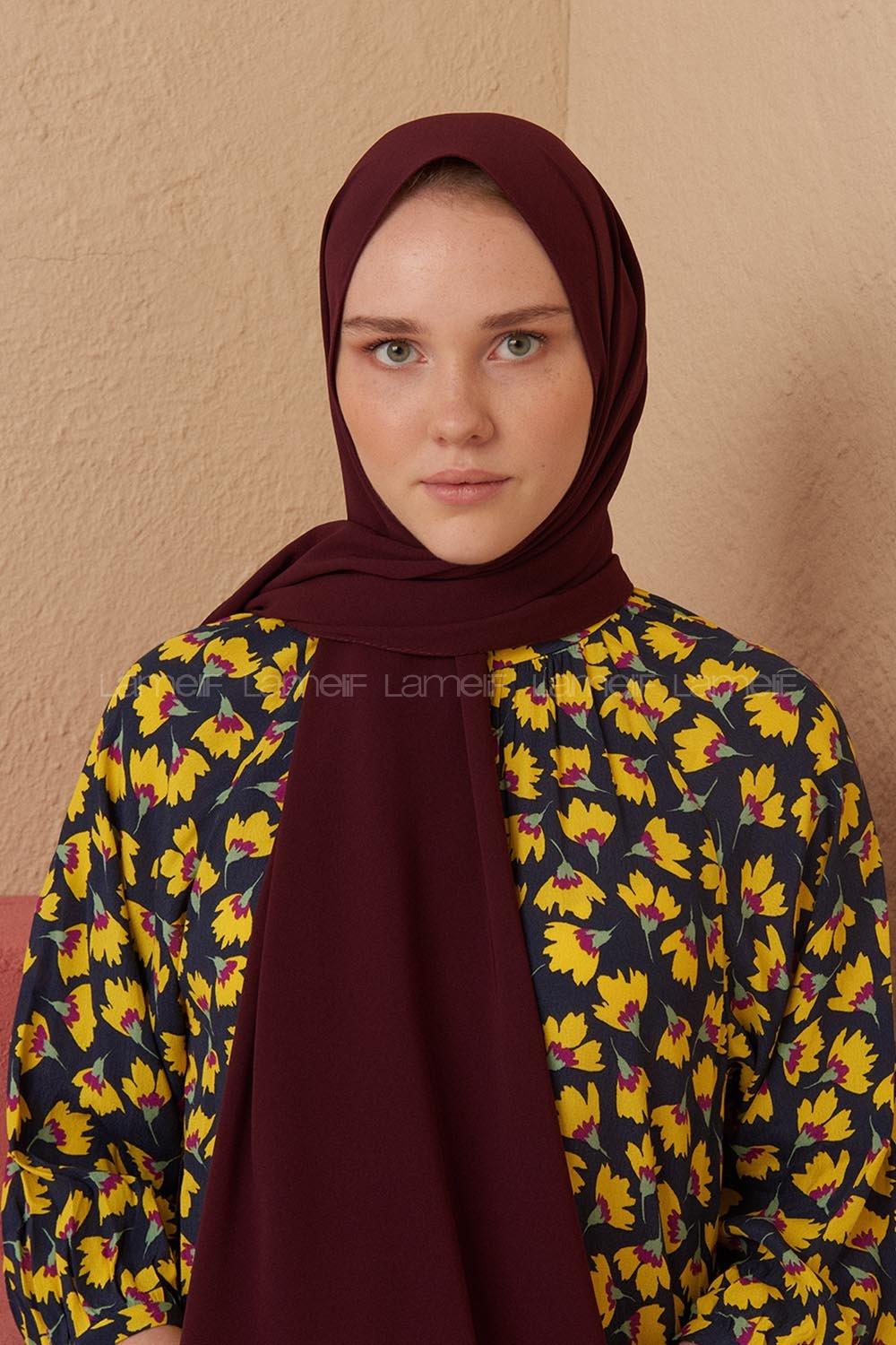 Modalamelif Patlıcan Moru  Medine İpeği Şal