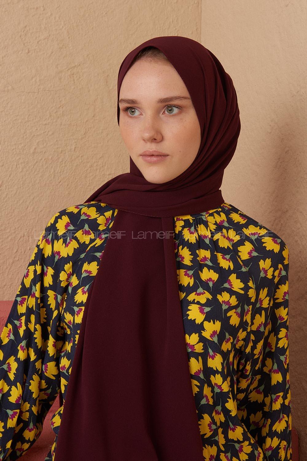 Modalamelif Patlıcan Moru  Medine İpeği Şal