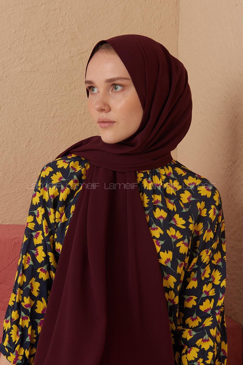 Modalamelif Patlıcan Moru  Medine İpeği Şal