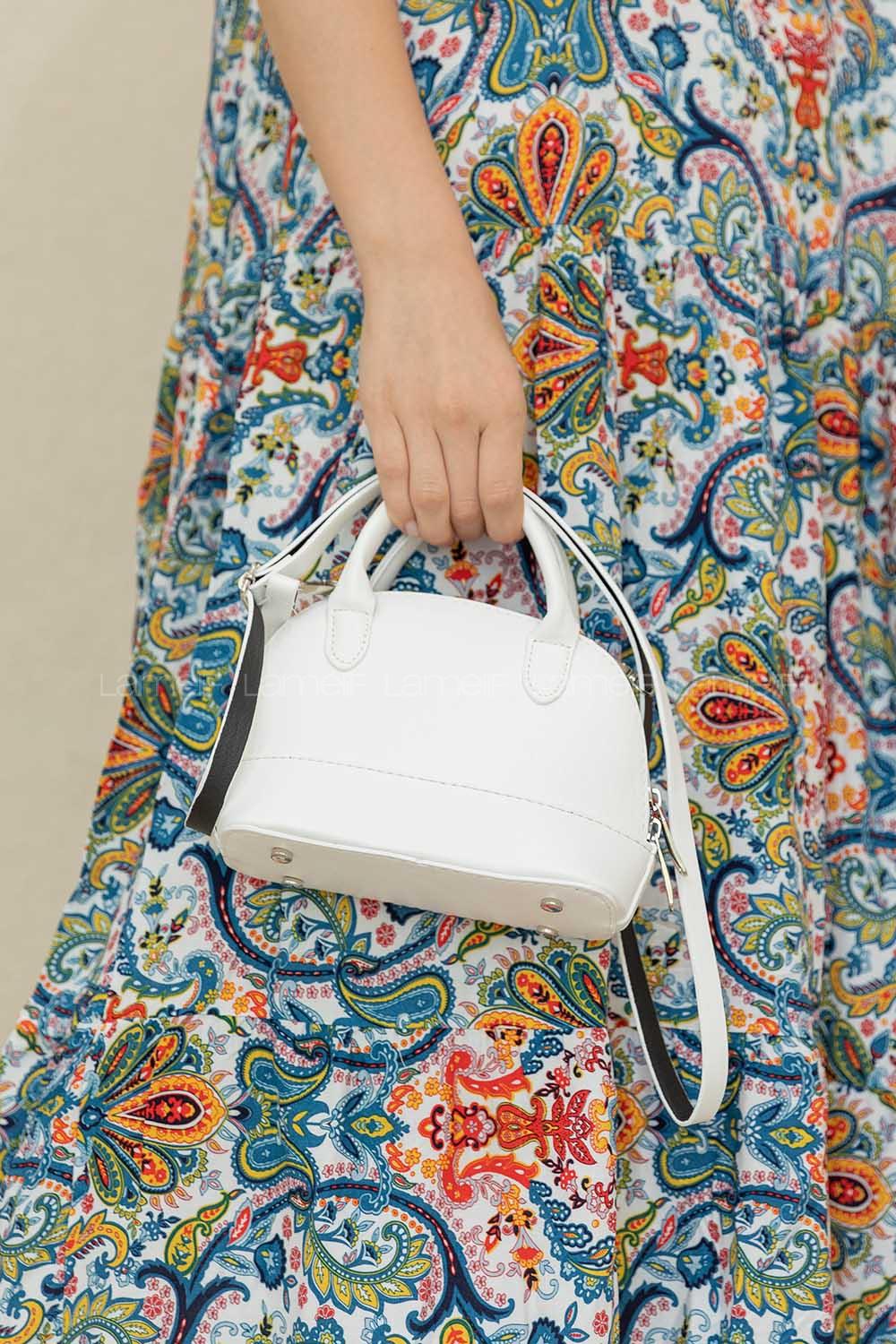 Modalamelif Deri Görünümlü Düz Renk Çapraz Çanta Beyaz