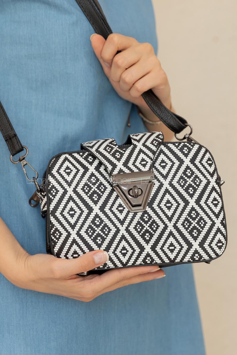 Modalamelif Eva Kilim Desen Çanta Siyah