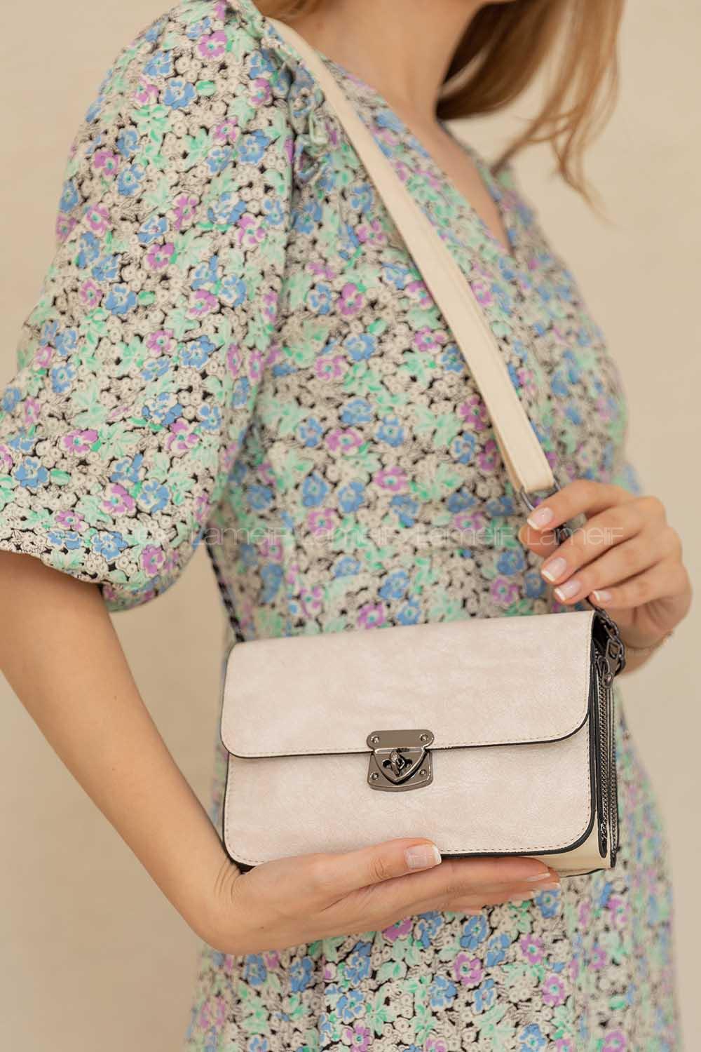 Modalamelif İki Bölmeli Eva Model Çapraz Çanta Krem