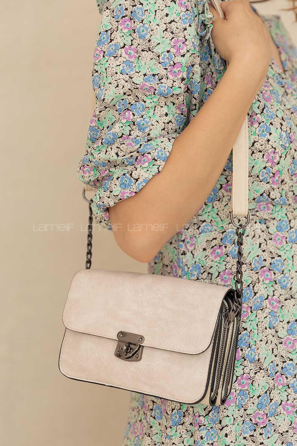 Modalamelif İki Bölmeli Eva Model Çapraz Çanta Krem