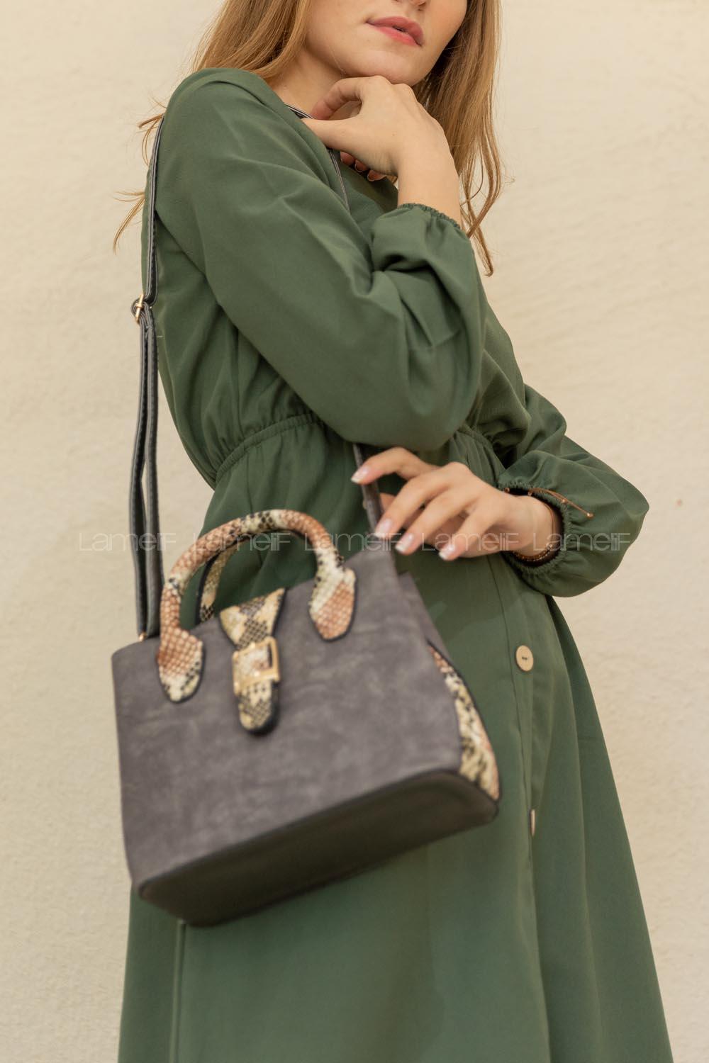 Modalamelif Leopar Desen Çanta Antrasit