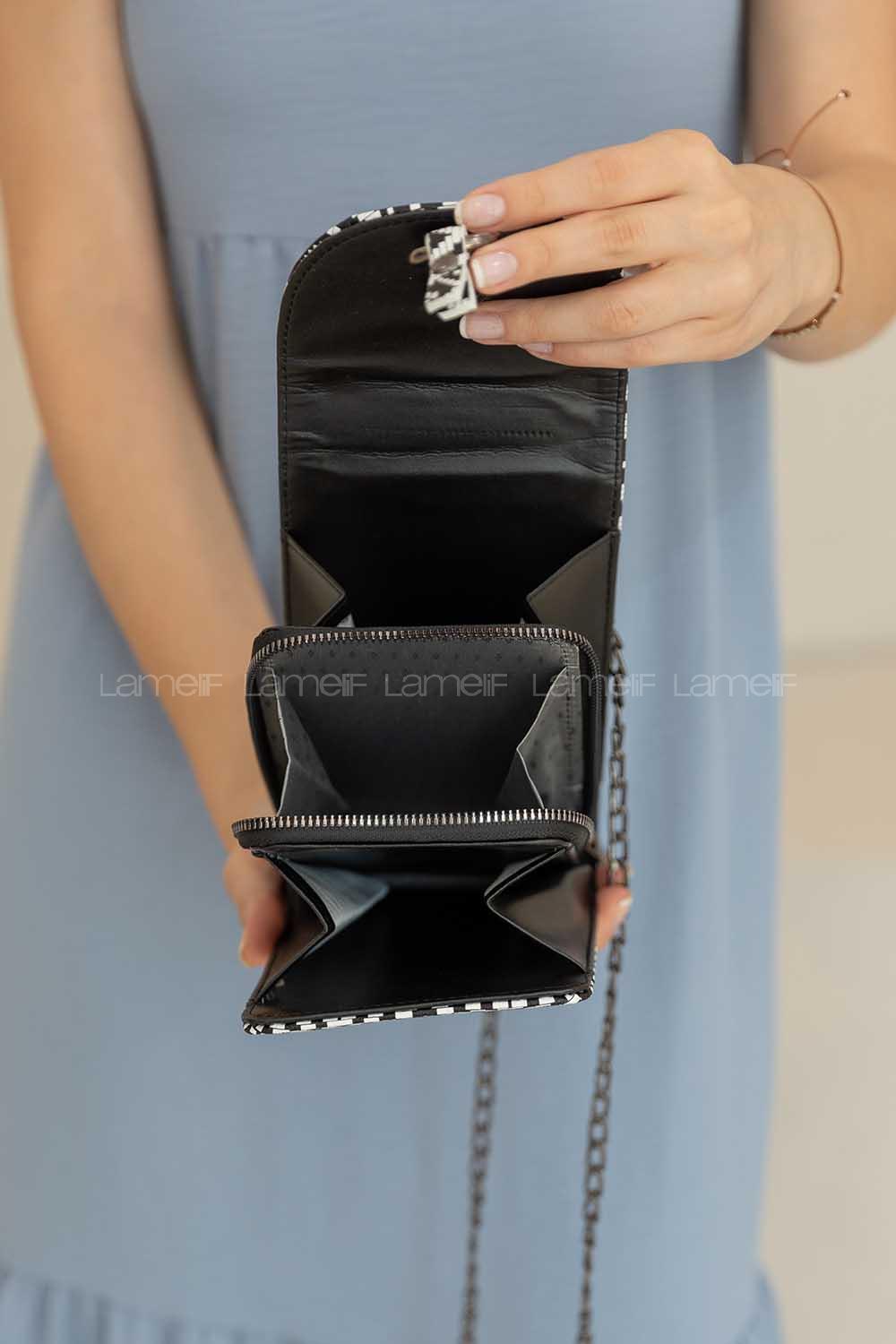 Modalamelif Metal Tokalı Kilim Mesenger Çanta Siyah