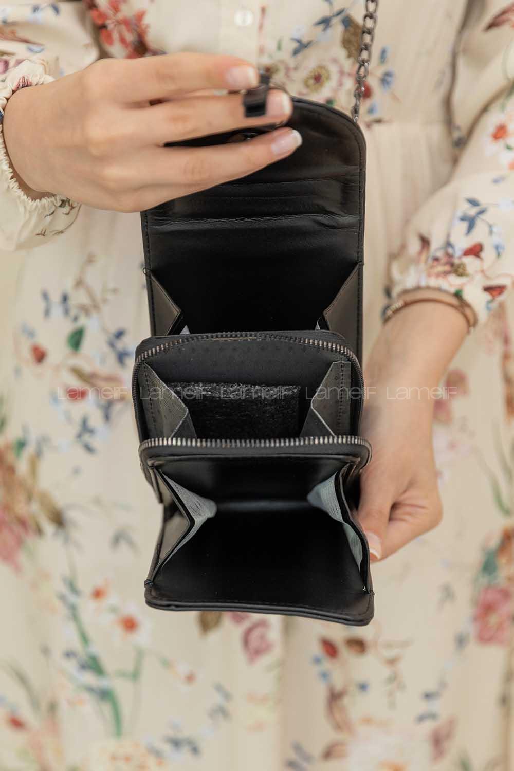 Modalamelif Metal Tokalı Mesenger Çanta Siyah