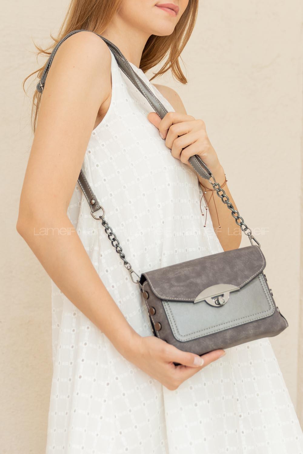 Modalamelif Patos Deri Görünümlü Çanta Antrasit