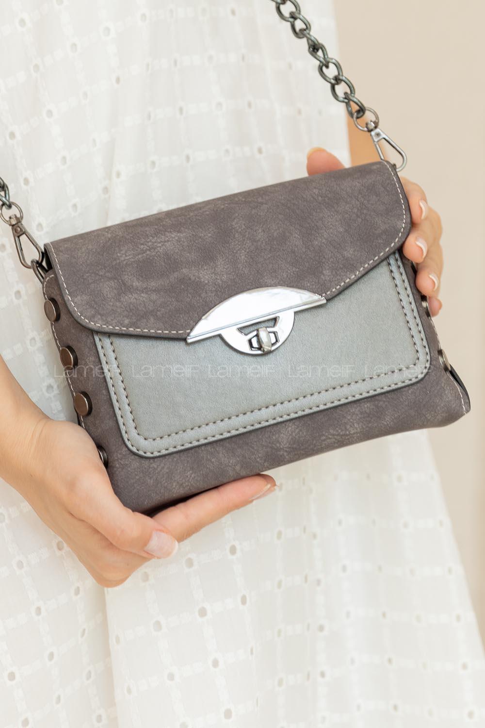 Modalamelif Patos Deri Görünümlü Çanta Antrasit