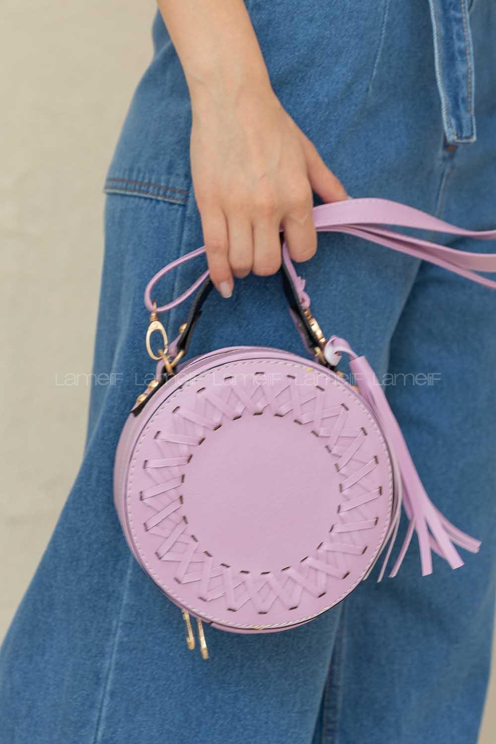 Modalamelif Püsküllü Silindir Çapraz Çanta Lila