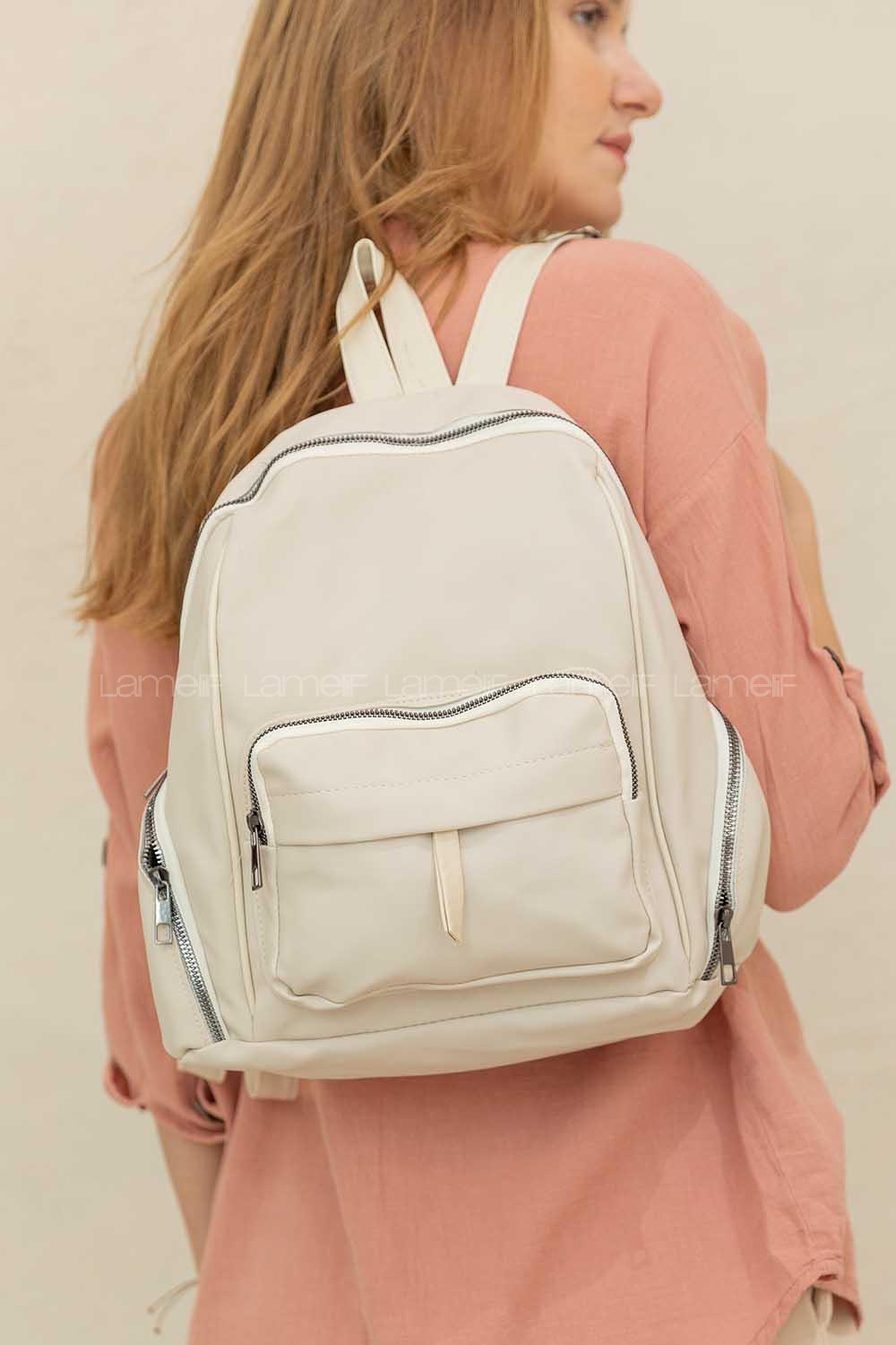 Modalamelif  Saten Sırt Çantası Krem