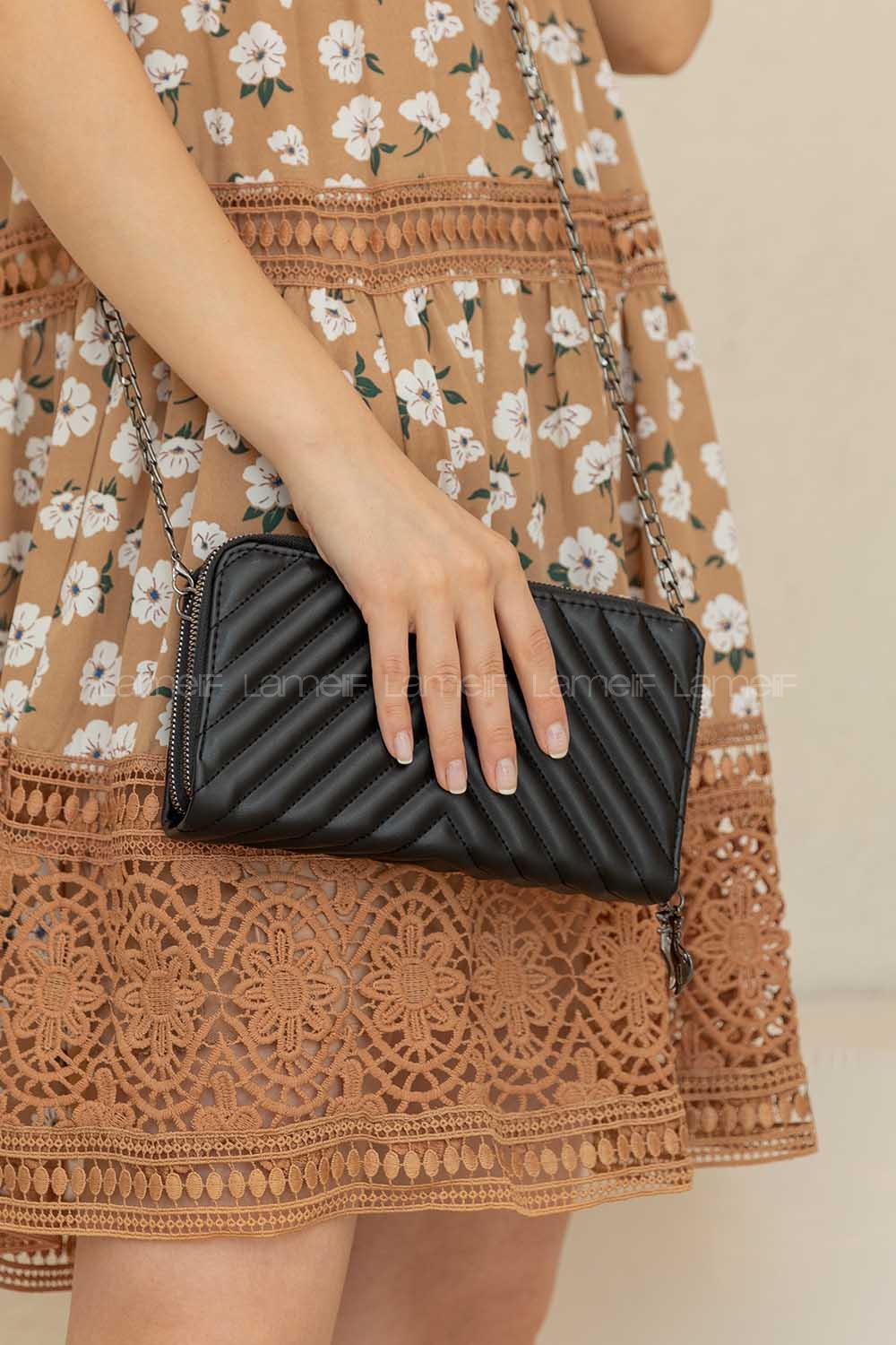 Modalamelif Zincir Askılı Kapitone Çapraz Çanta Siyah