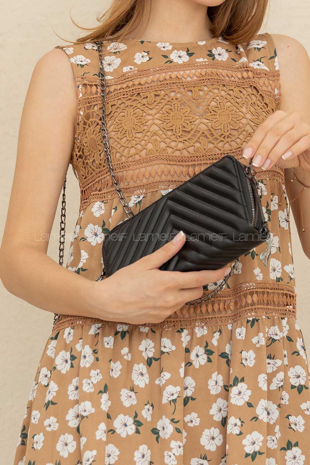 Modalamelif Zincir Askılı Kapitone Çapraz Çanta Siyah