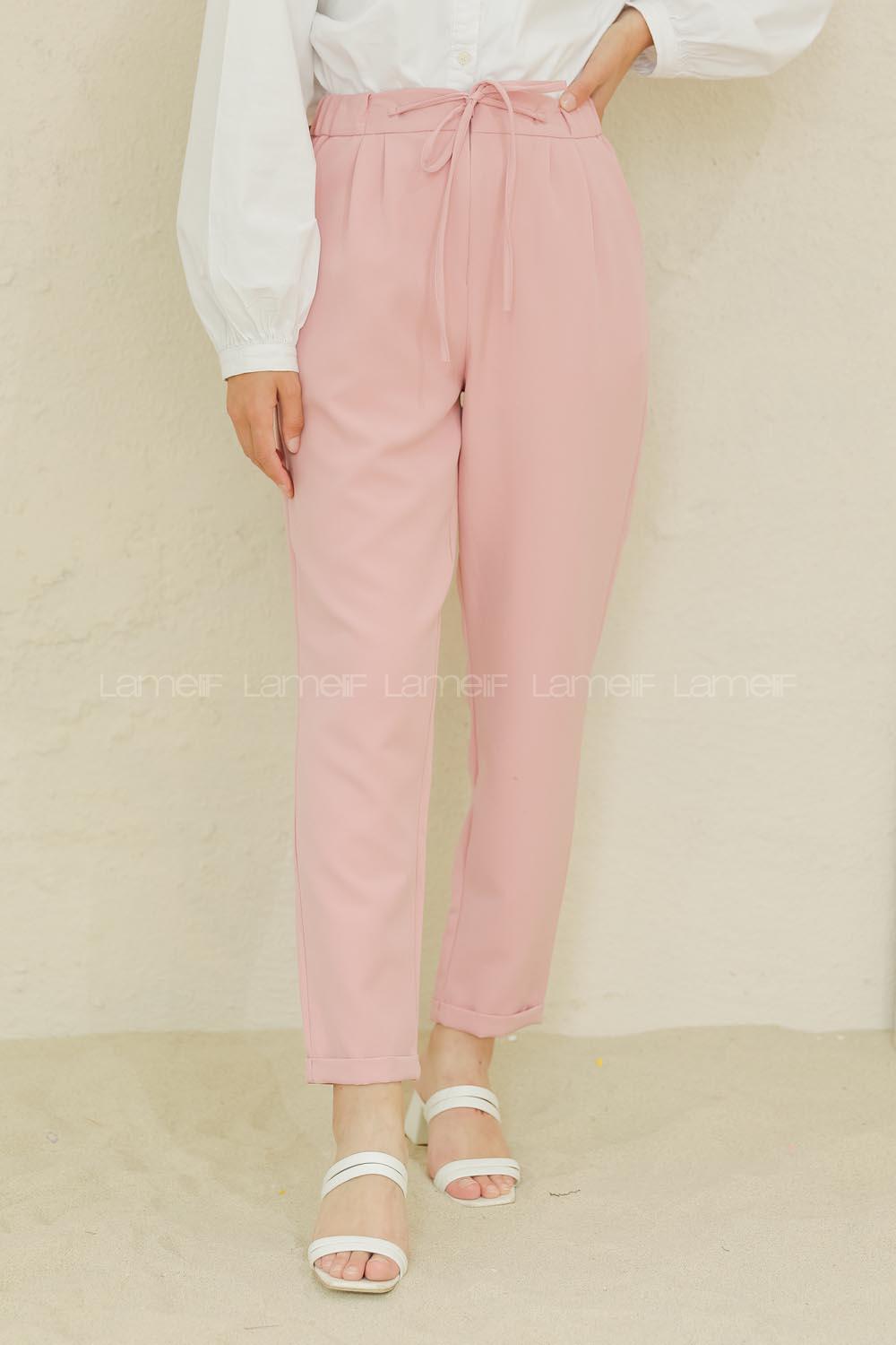 Modalamelif Beli Lastikli Pantolon Pudra