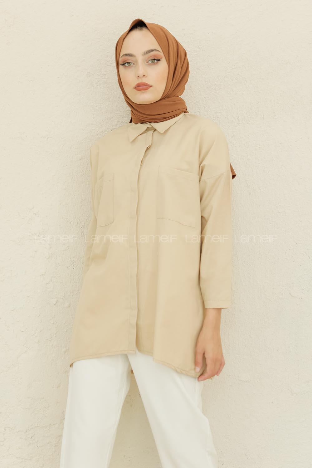 Modalamelif Çift Cepli Poplin Gömlek Sütlü Kahve