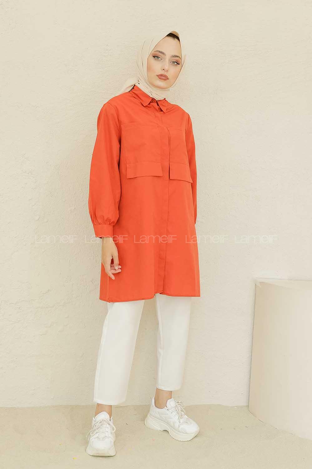 Modalamelif Çift Cepli Tunik Koyu Kiremit