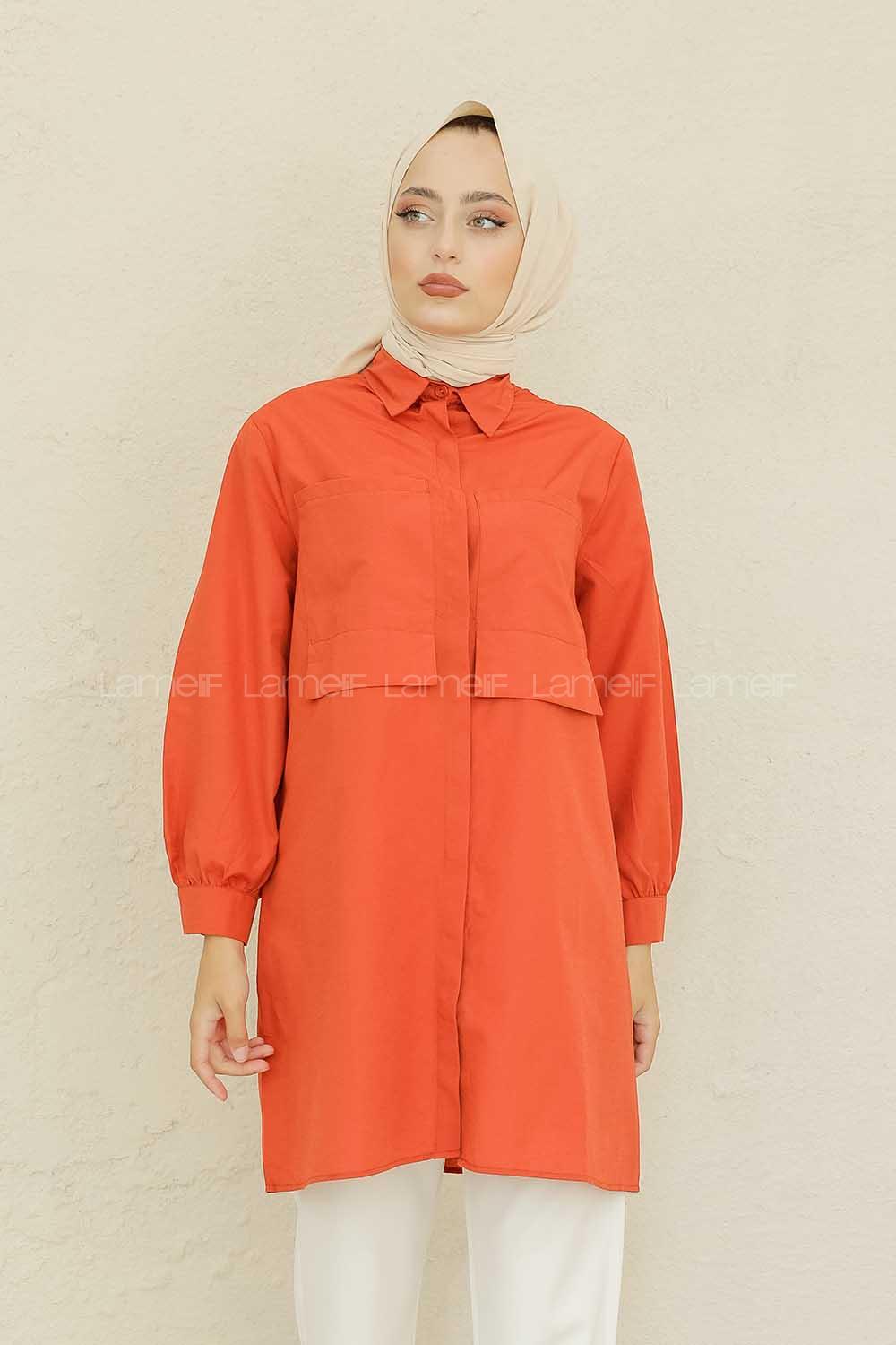 Modalamelif Çift Cepli Tunik Koyu Kiremit