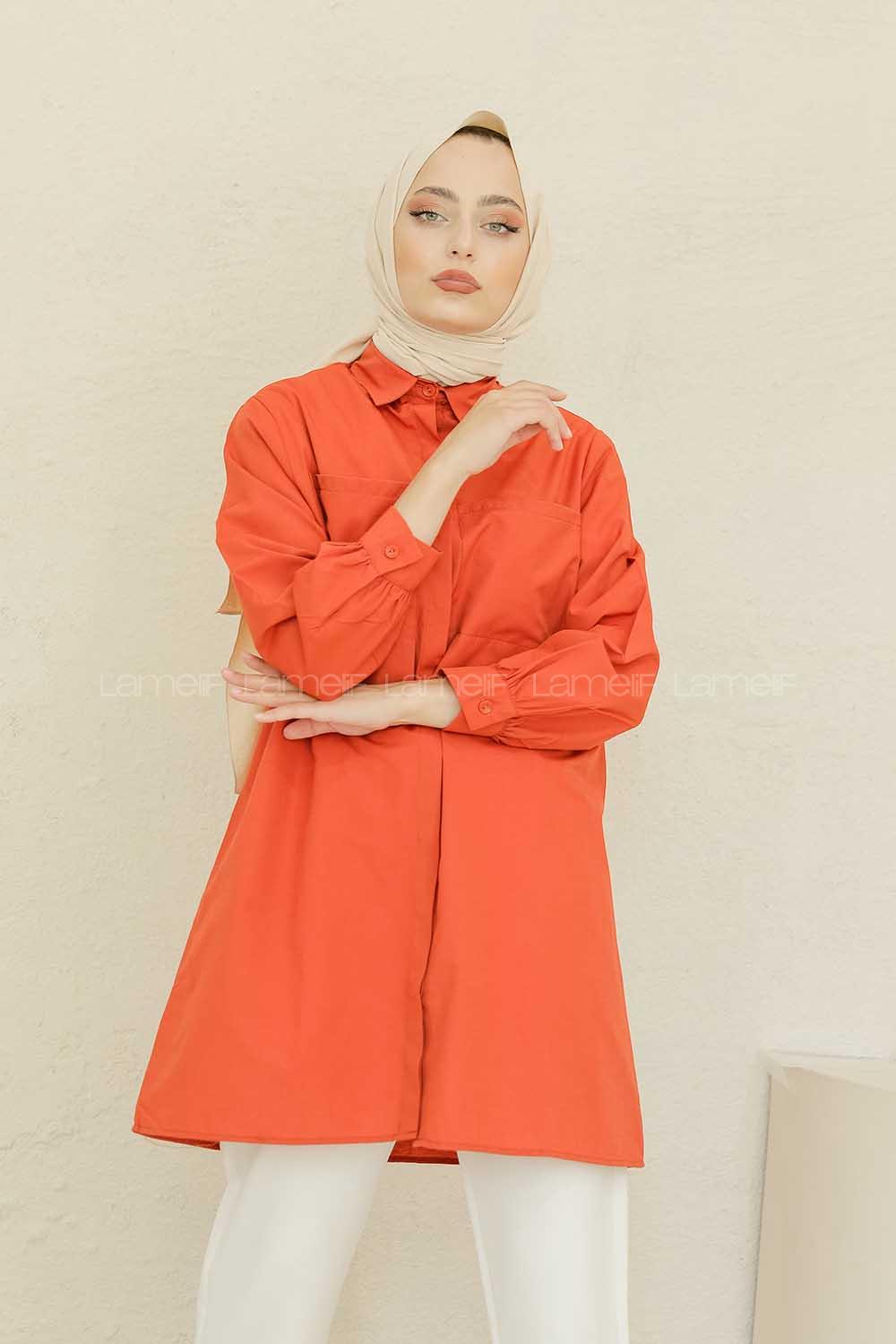 Modalamelif Çift Cepli Tunik Koyu Kiremit