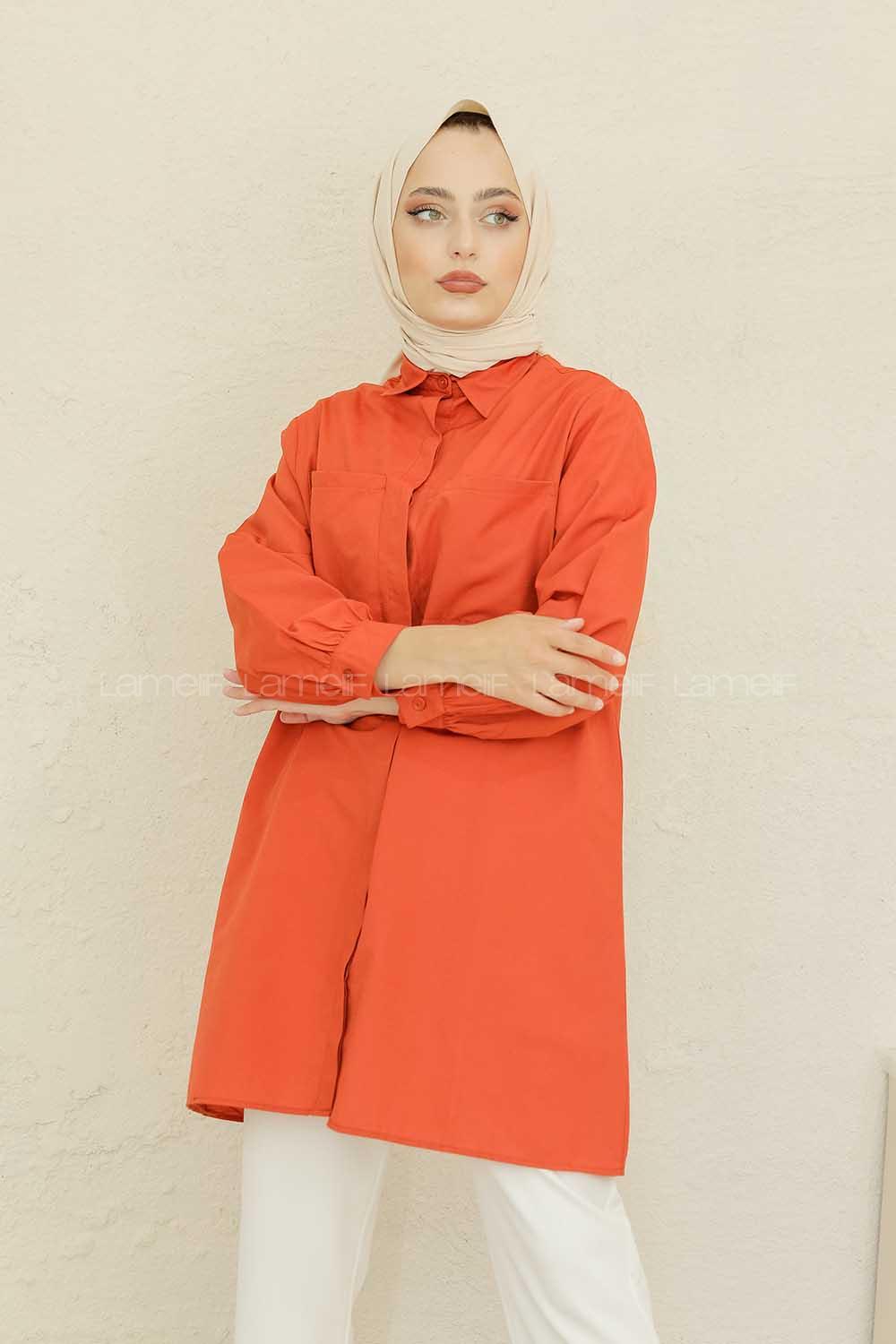 Modalamelif Çift Cepli Tunik Koyu Kiremit