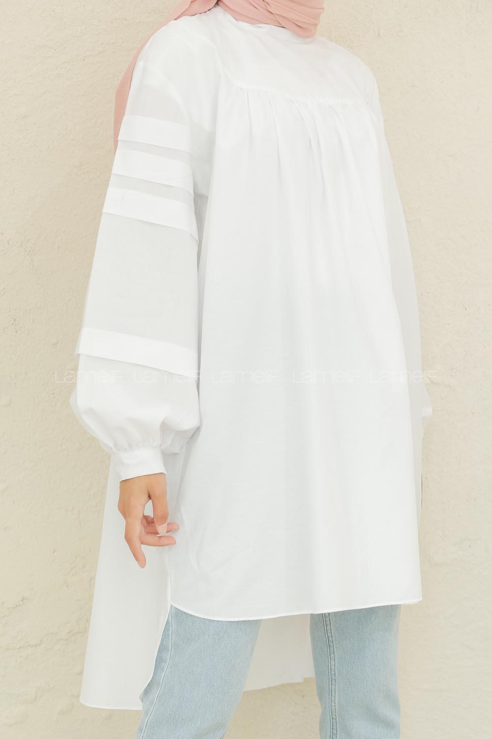 Modalamelif Hakim Yaka Kol katlı Tunik Ekru