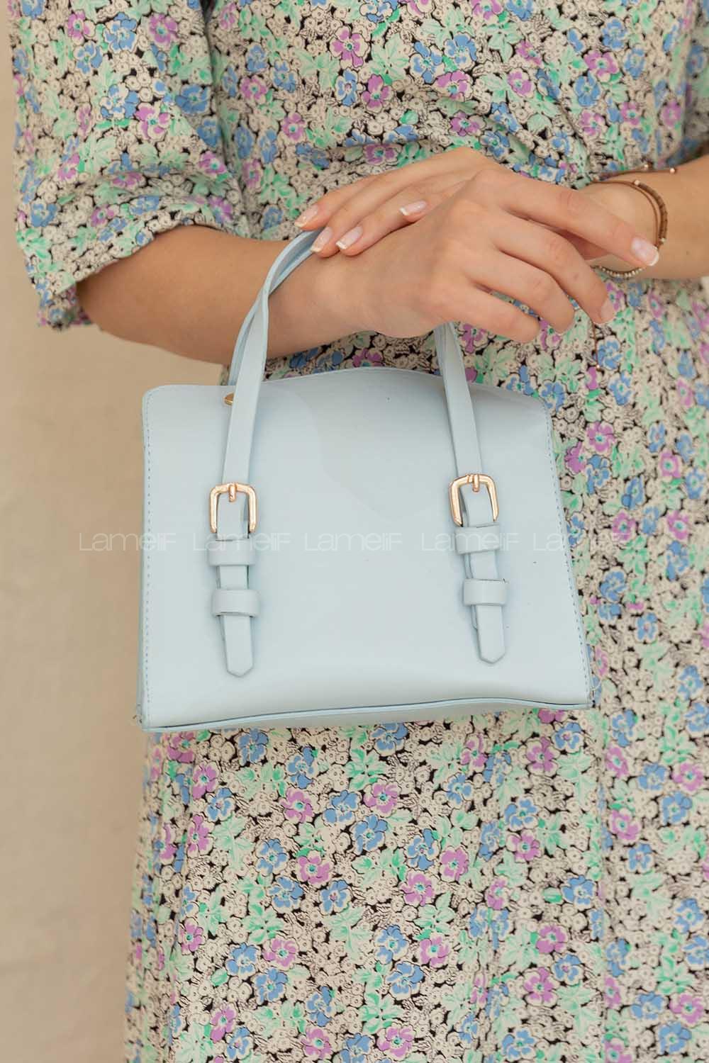 Modalamelif Toka Detaylı Çapraz Çanta Açık Mavi