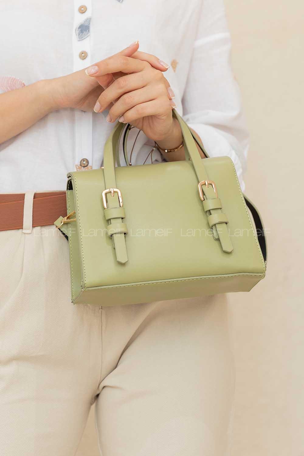 Modalamelif Toka Detaylı Çapraz Çanta Fıstık Yeşili