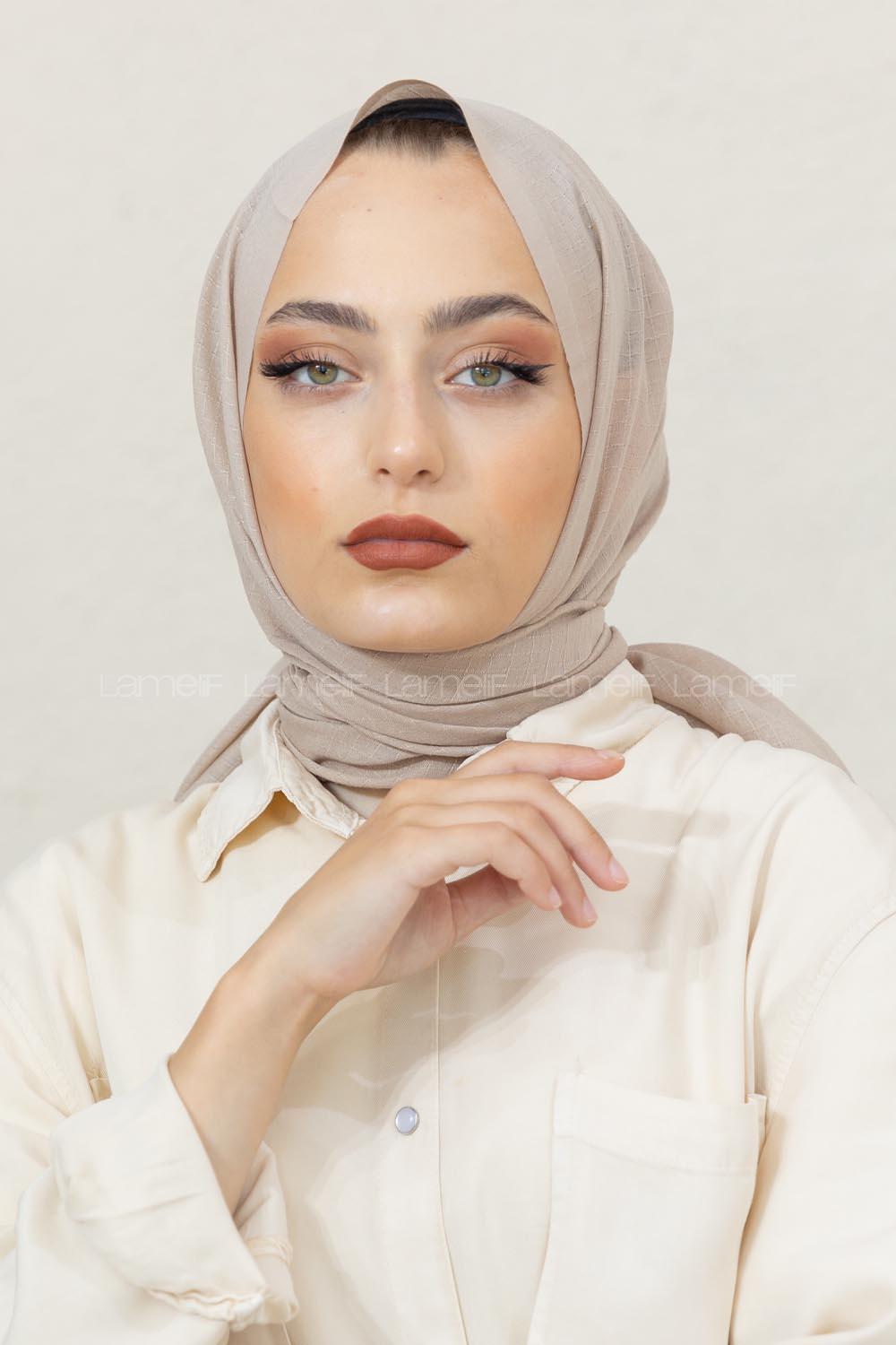 Modalamelif Açık Vizonrengi Pötikare Şal