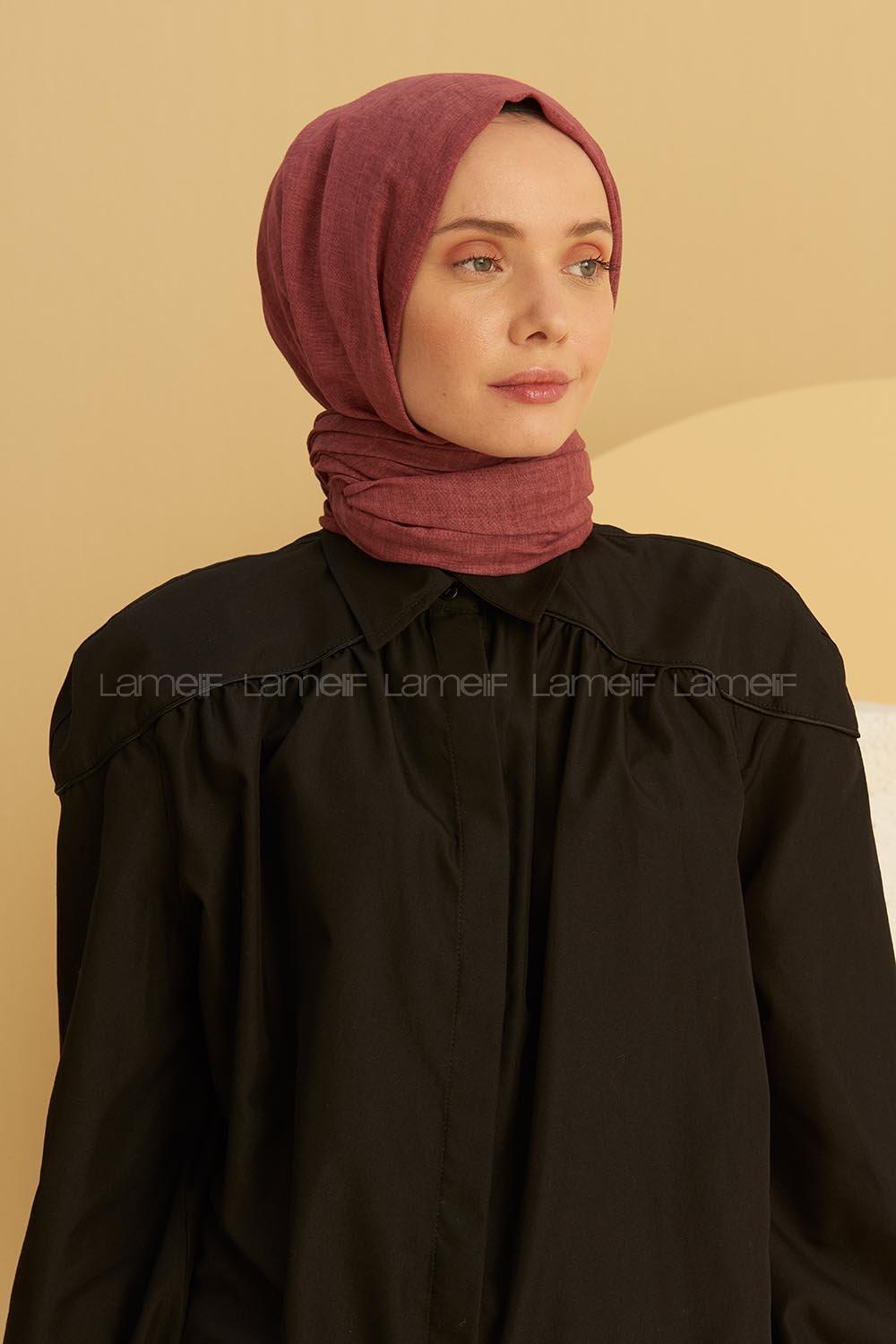 Modalamelif Bordo Taşlanmış Pamuk Vual Şal