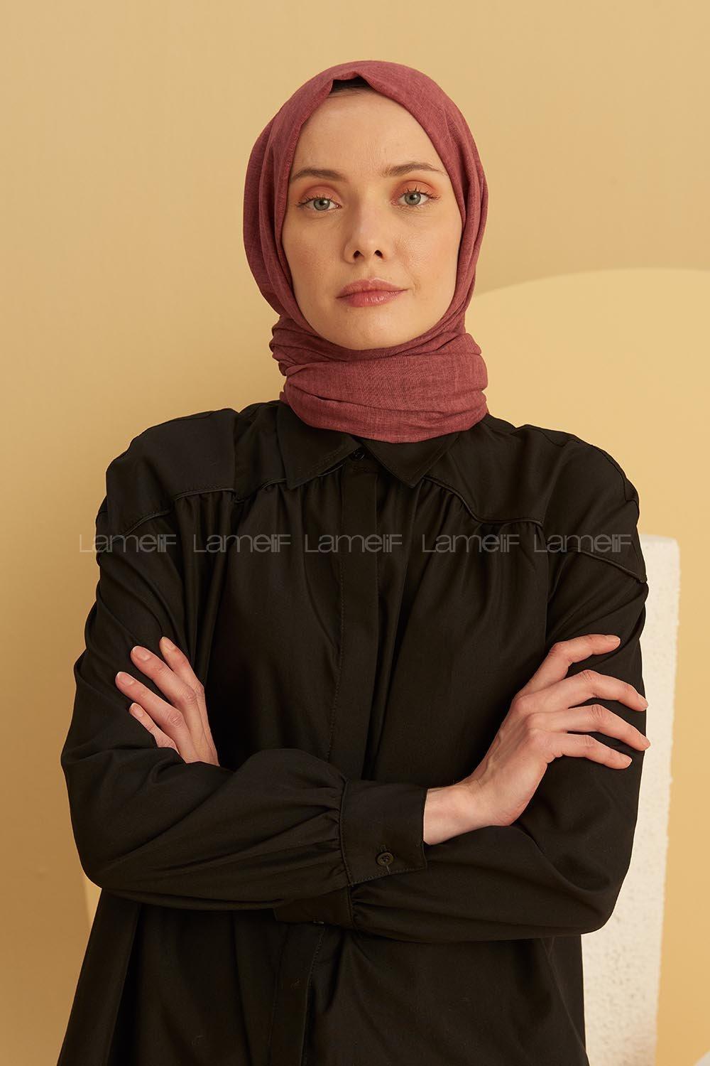 Modalamelif Bordo Taşlanmış Pamuk Vual Şal