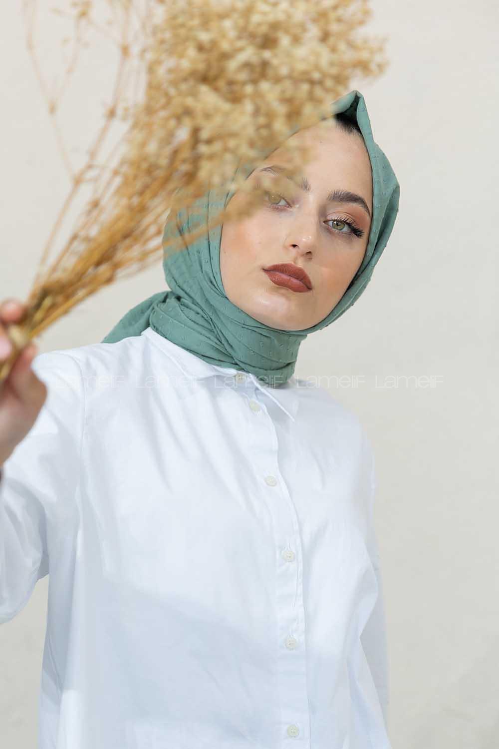 Modalamelif Çağla Yeşili Lüks Ponpon Şal