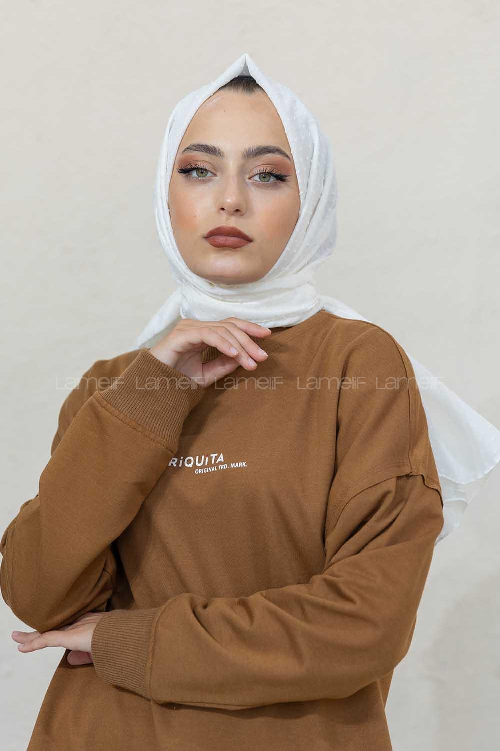 Modalamelif Ekru Lüks Ponpon Şal