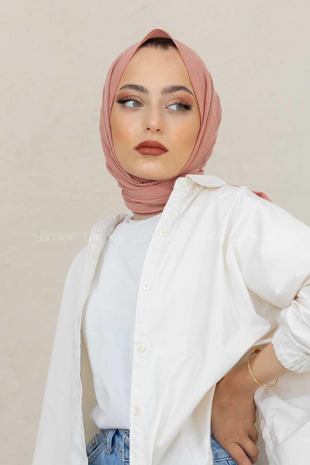 Modalamelif Gül Rengi %100 Cotton Şal